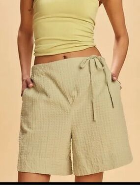 FREE PEOPLE FREE-EST PUCKER CHECK WRAP SHORTS SIZE S MSRP $58.00 NWT
